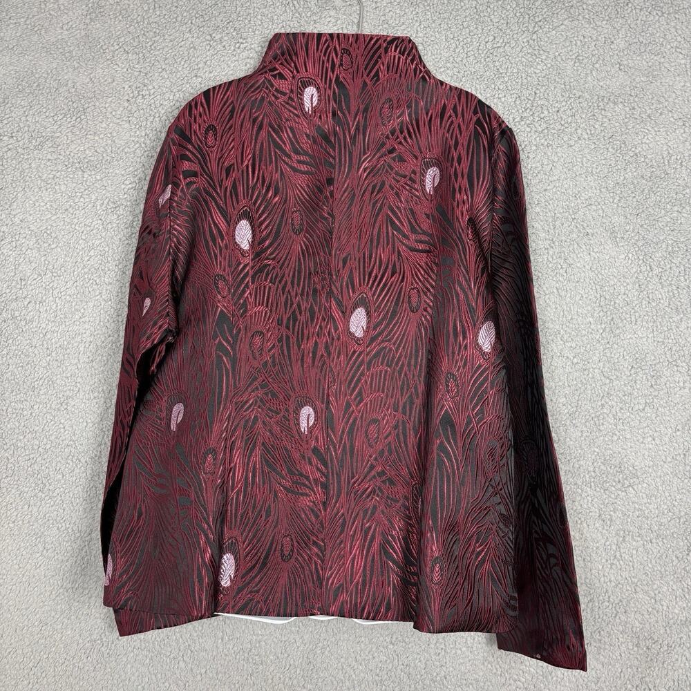 Dragon Silk Jacket Coat Womens Size XL Shanghai China Dark Red Black Vintage - Picture 4 of 16